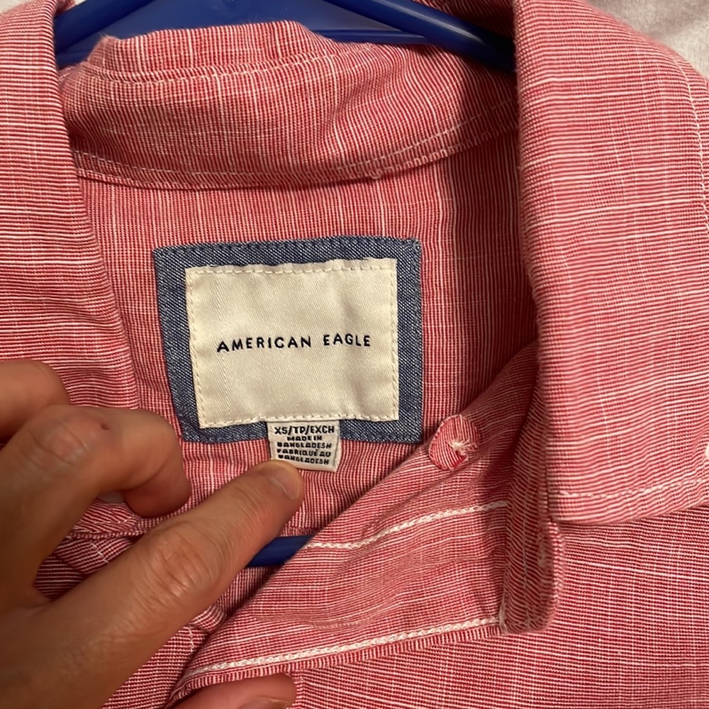 American Eagle Pink Button Down Collar Shirt Size… - image 3